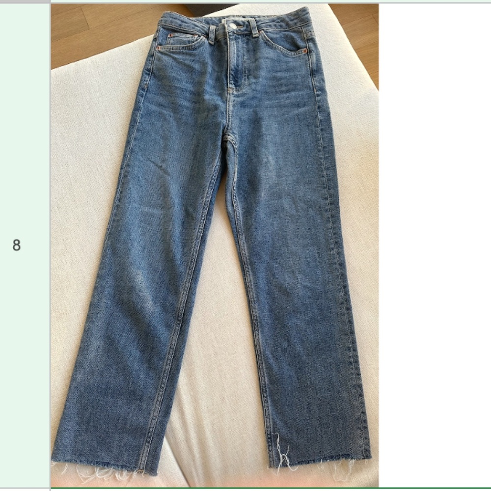 Topshop straight denim frayed bottom
